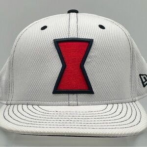 New Era White Snapback Hat with Red Center Emblem